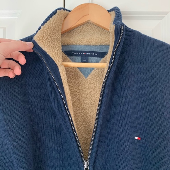 Tommy Hilfiger Zip Up Fuzzy Sweater - Picture 2 of 4
